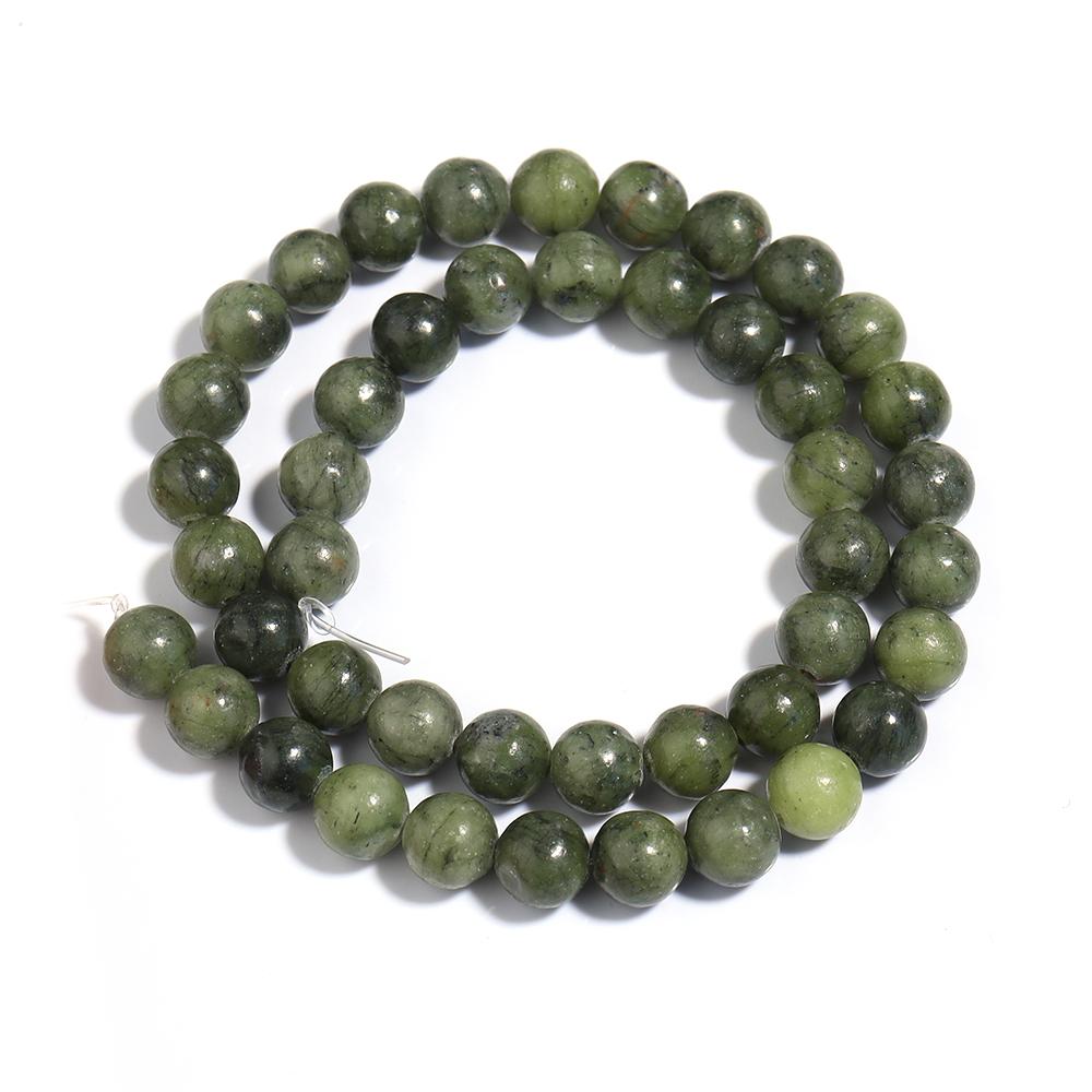 4/6/8/10/12mm Natural Stone Beads Green Round Southern Jade Loose Spaced Beads For DIY Handmade Bracelet Necklace Jewelry