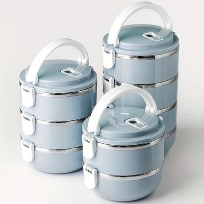 Set Scatola Pranzo in Acciaio Inossidabile - Scatola Bento Isolante a 1 Livello con Coperchio, Lavare a Mano, Forma Cilindrica, Funzionamento Manuale, per Ufficio, Scuola, Campeggio