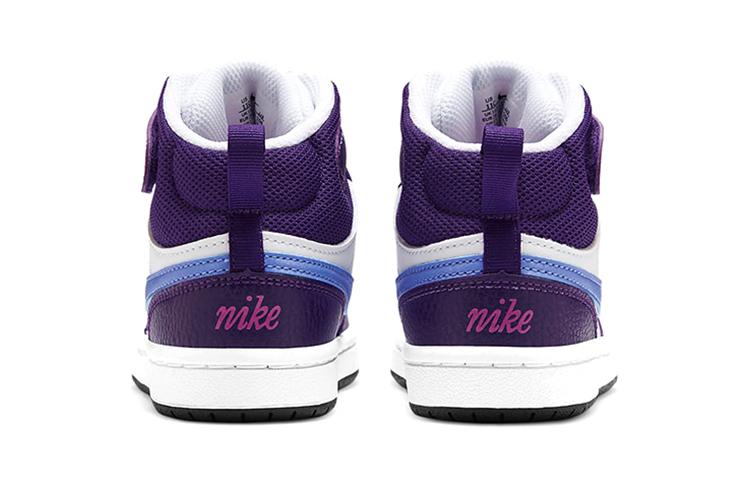Nike Court Borough 2 Mid Comfortable Mid Top Skateboard Shoes White Grape Children Aged 3 7 Years Old CD7783-106