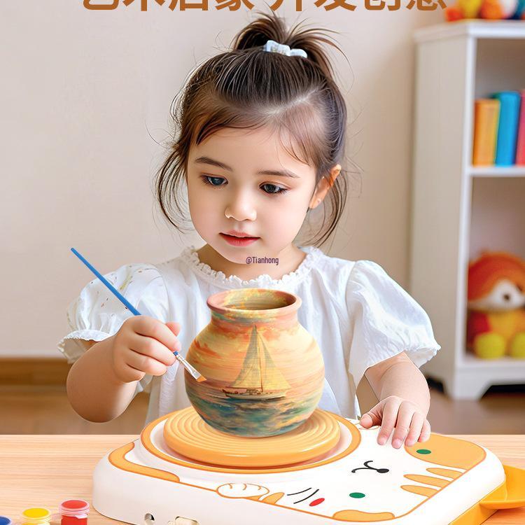 Children's Electric Pottery Machine Set with Polymer Clay & Tools for Students