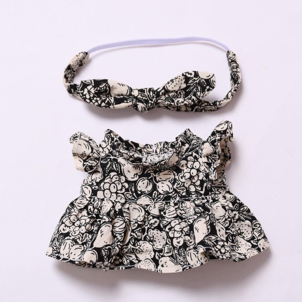 

Кардиган бежевый с цветочным принтом, сидящий Лабубу Тайм, одежда для плюшевых кукол 17 см, детский подарок Style 2