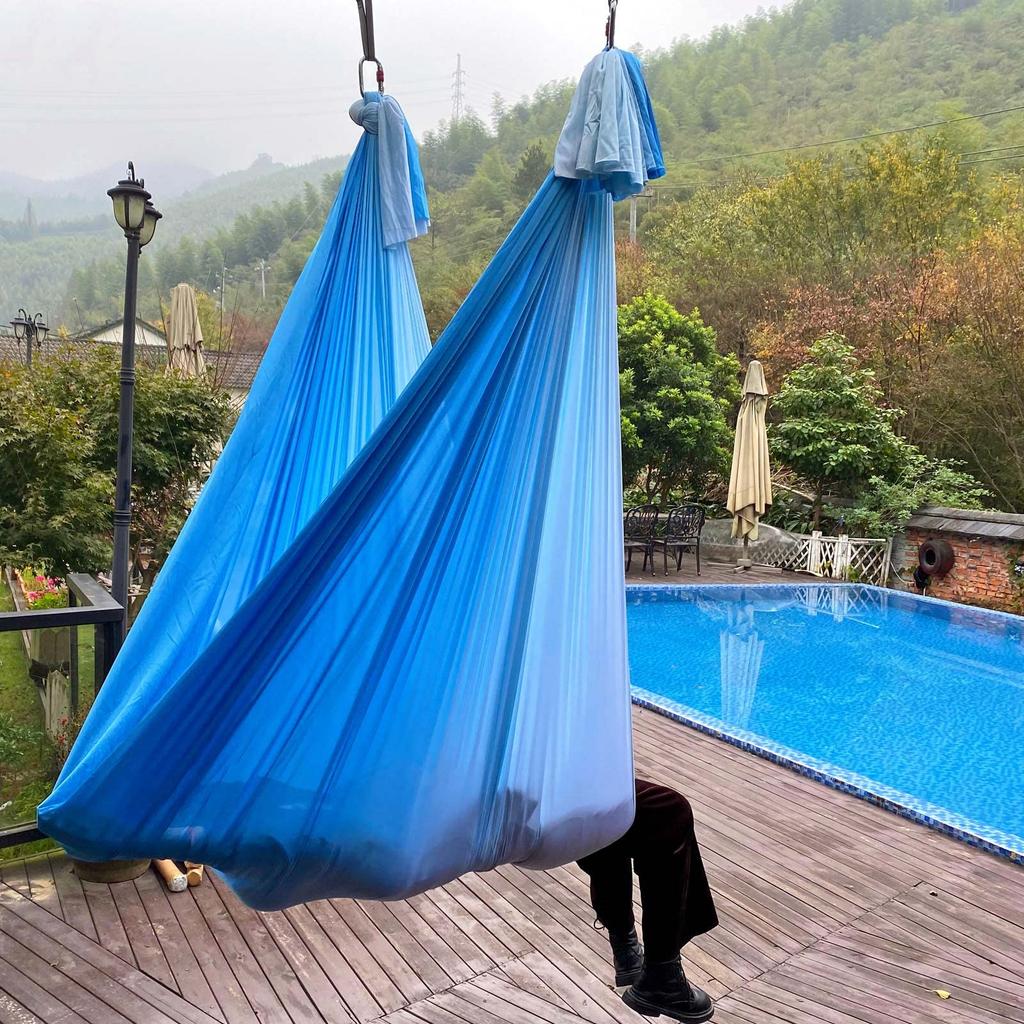 PRIOR FITNESS 5M Aerial Yoga Hammock Set with 40D Nylon Tricot Aerial Silk Yoga Inversion Fitness Accessories, Swing, Anti-Gravity Yoga, Exercise,