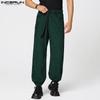 INCERUN Autumn Men Casual Zip-up Waist Stitching Lace-up Corduroy Long Harem Pants Trousers 