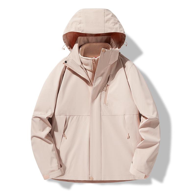 Autumn and Winter Fleece Thick Jacket Men's and Women's Outdoor Windproof Warm Fleece Liner Removable Three-in-one Two-piece Set