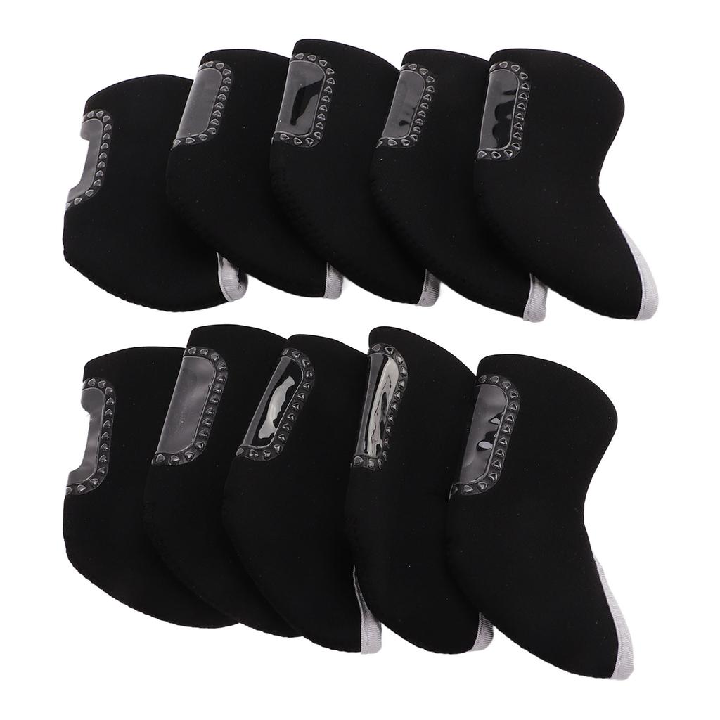 10 PCS Golf Iron Head Covers Golf Club Head Protective Cover Golf Putter Cover Set Black