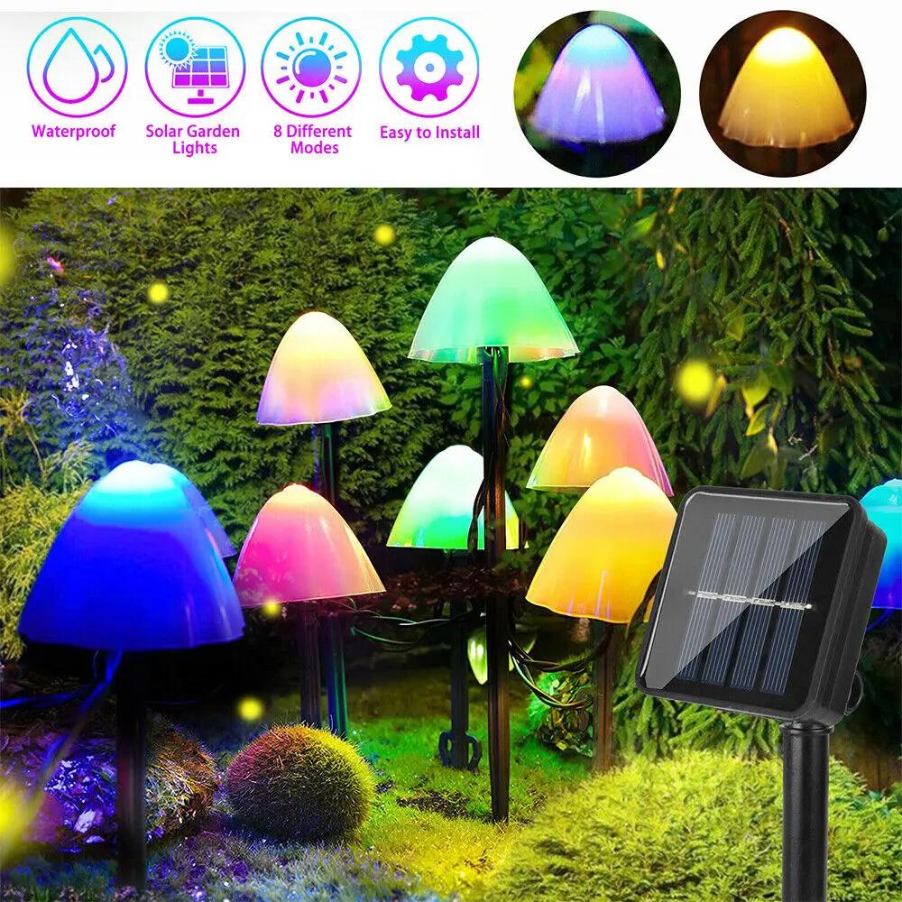 Solar Mushroom Lights Outdoor Waterproof Decorative Street Lights for Lawn Garden Patio Christmas Holiday Decoration