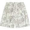 Li Ning Comfortable Simple Lace-Up Printed Loose Five-Point Shorts Men Shorts Black White AKSU237-2