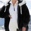 Women's Hooded Long Sleeve Zip Up Fleece Jacket Casual Loose Warm Winter Coat