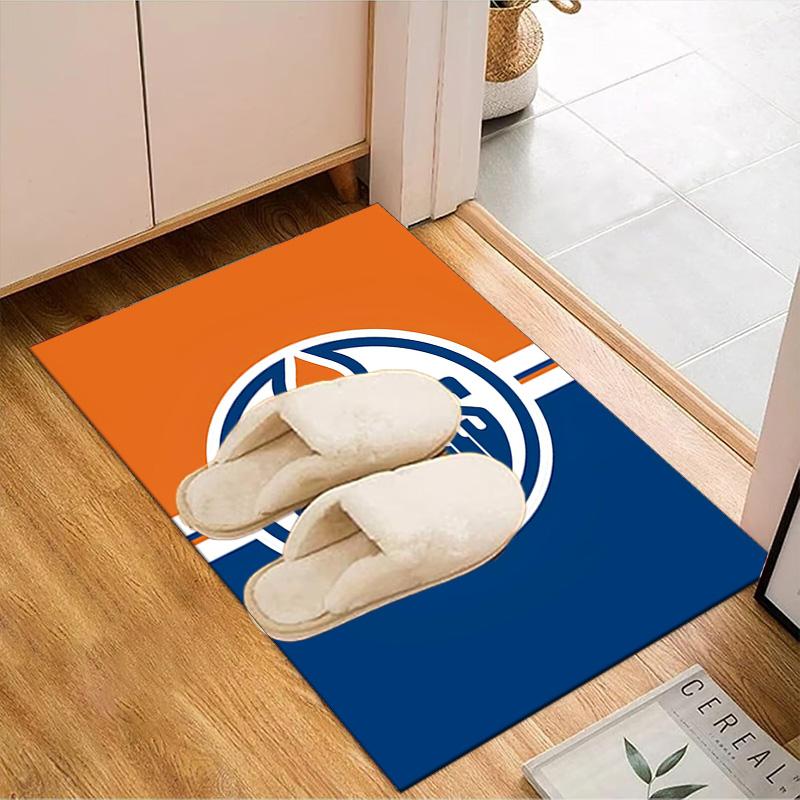 Energetic Oilers Team Spirit Floor Mat for Living Room, Game Rooms, Office, Bedroom, Office Floor Mat Playful Design, Christmas Fan Gifts