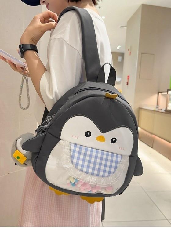 Min Cartoon Girl Backpack With Breathable Nylon For Daily Use And Laptop Storage