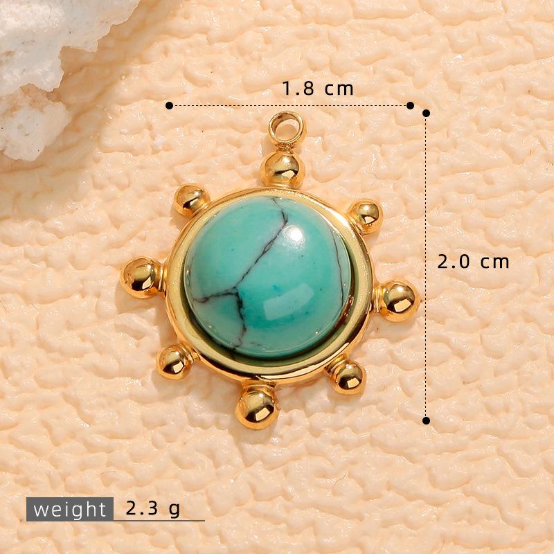 European & American Cross Turquoise Necklace Earrings Pendant Sunflower Charms DIY Sweater Chain for Women