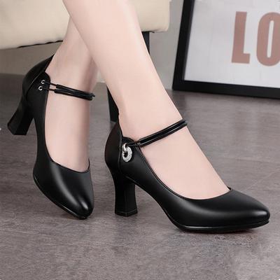 Plus Size 34 -42 Pumps For Women Dress Shoes Sofe Sole Pointed -Toe 4 .5cm Thick Heel Comfortable Non -Slip Female High Heels