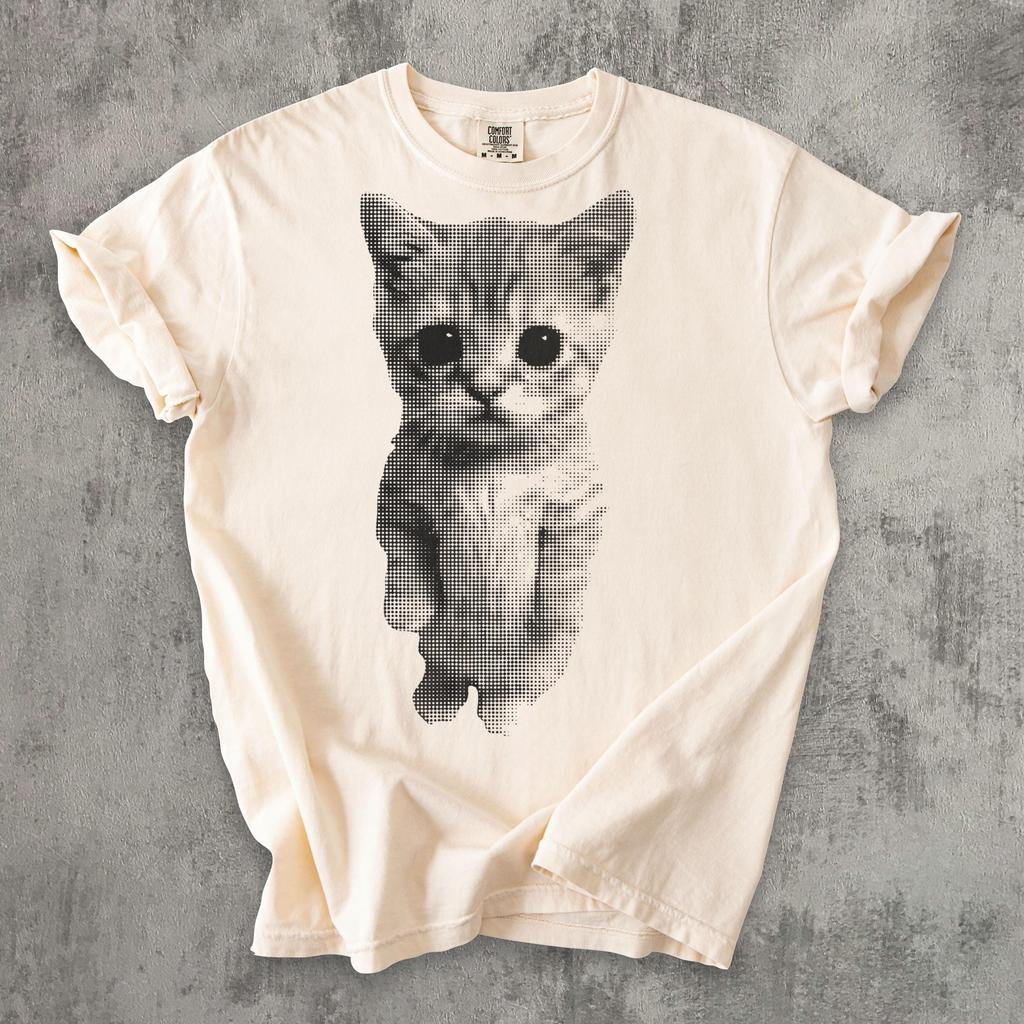 Innocent Cat T-shirt, Cats Lover Gift, Unisex Cotton Graphic Tee, Dot Art Tshirt, Gag Gifts, Comfort Colors, Funny Tshirt, Silly Tees