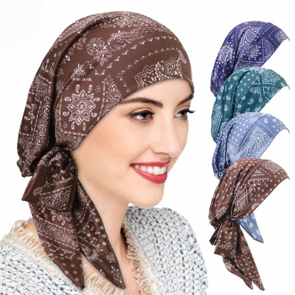 Bohemia Floral Print Turban Spring Sleep Caps Beanies Headwrap Chemotherapy Hat  Women National