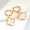 Womens Four Leaf Clover Earrings 18K Gold Plated Red Agate Luxury Fashion Jewelry