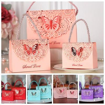 With Handle Cutout Butterfly Candy Box Paper Box Wedding Gift Packaging Box  Baby Shower
