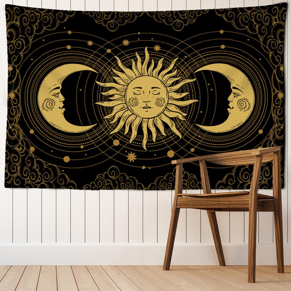 Psychedelic Sun And Moon Tapestry Wall Hanging Dream Mysterious Hippie Tapiz Kawaii Aesthetics Room Home Decor