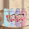 1PC Little Girl Ballet Dance Cartoon Print 750ml Color Plastic Sports Water Bottle Leakproof Flip Straw Lid Suitable for Sports Office Home Use