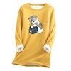 Women Thick Fleece Sweatshirt Leopard Print Velvet Warm O-neck Underwear Top