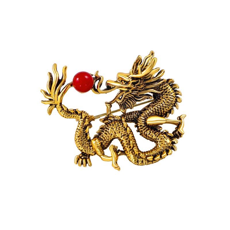 Niche Creative Unisex Zodiac Dragon Brooch – New Chinese Style High-End Jacket & Suit Accessory