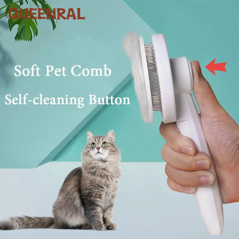 

Queenral Cat Brush Pet Comb Hair Removes Собачья шерсть Расческа Для кошки Собака Уход за шерстью Чистящее средство Чистка Красота Slicker Щетка Принадлежности для домашних животных