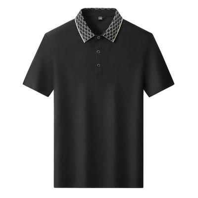 T-shirt da uomo a maniche corte T-shirt in seta di ghiaccio Polo casual con risvolto Uomo