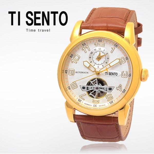 [Ticento]Men’s automatic leather watch TS50031GD_DUAL, Korean Luxury Watches