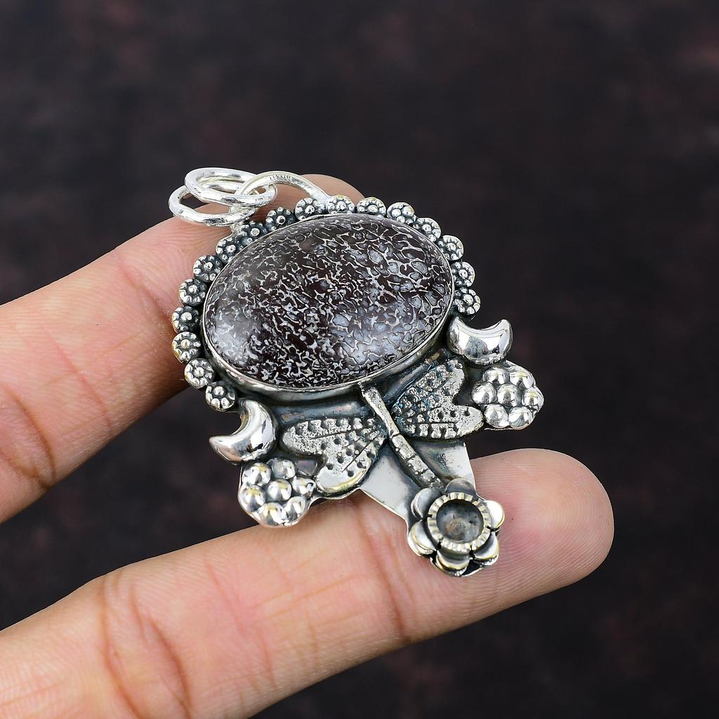 Dinosaurieben Hänge 925 Sterling Silver Hänge Handgjort Elegant Hänge Trollslända Smycken Vackert Ädelstenshänge Jubileum För Gåva