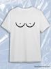 TeeSensation White Crew Neck Short Sleeve T-Shirt with Simple Black Boobs Line Art Print