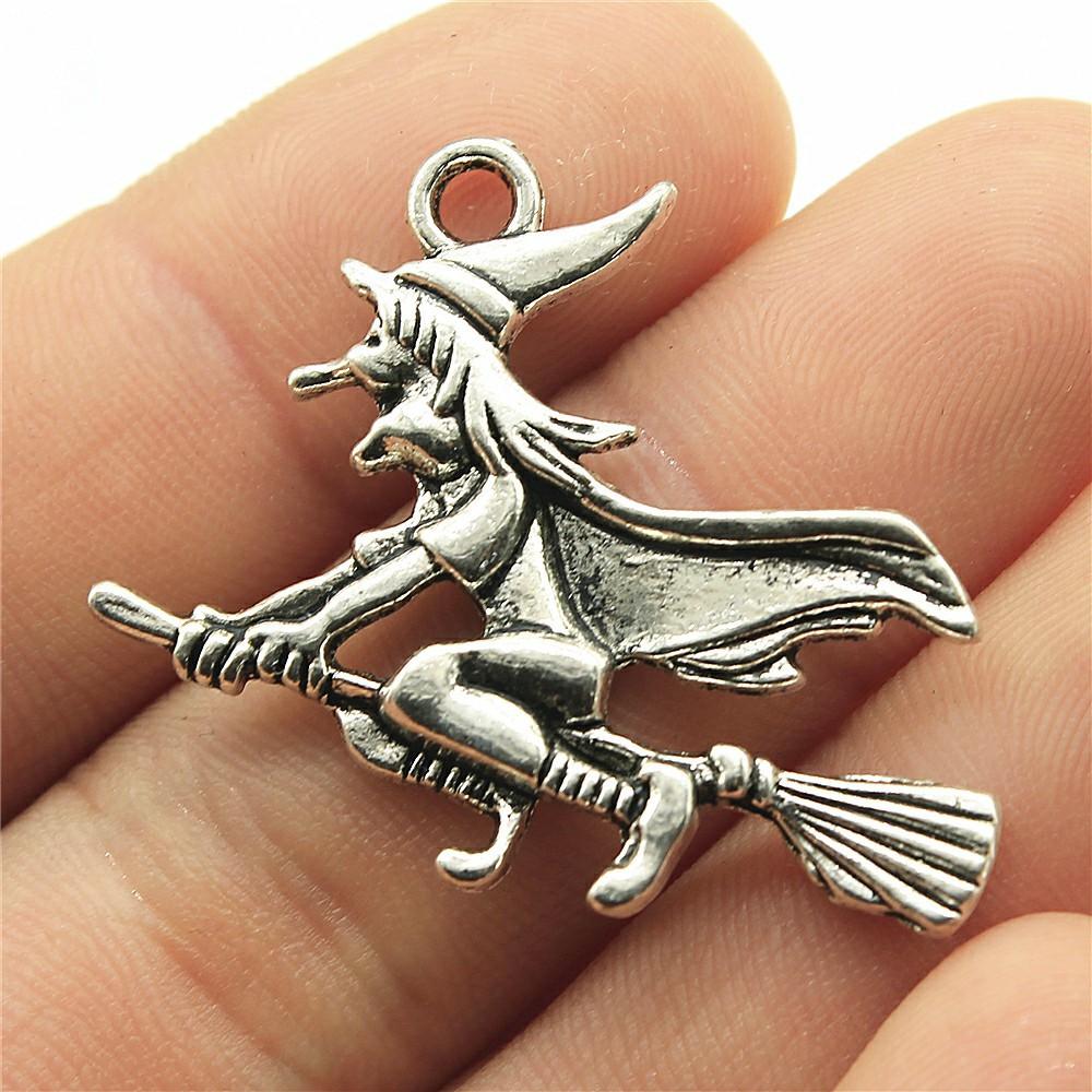 20 pièces Halloween Sorcière Sorcier Bronze Antique Argent Couleur Pendentifs Apprêts DIY Bijoux Tibétains