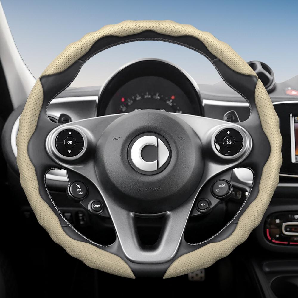 vcxja9 Suitable for Smart Steering Wheel Cover with Wavy Sports Design, Breathable Leather, Segmented Non-Slip Sweat-Absorbing Steering Wheel 