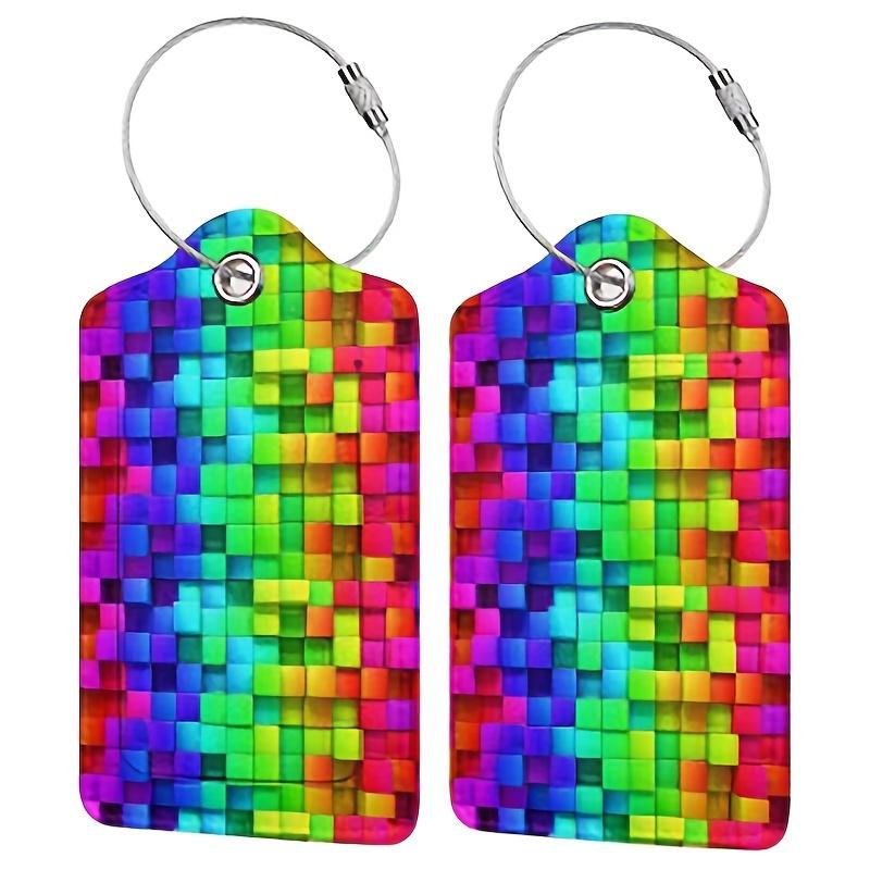 1Pc Colorful Printed Luggage Tag - Travel Boarding Pass Holder, Leather ID & Anti - Loss Tag