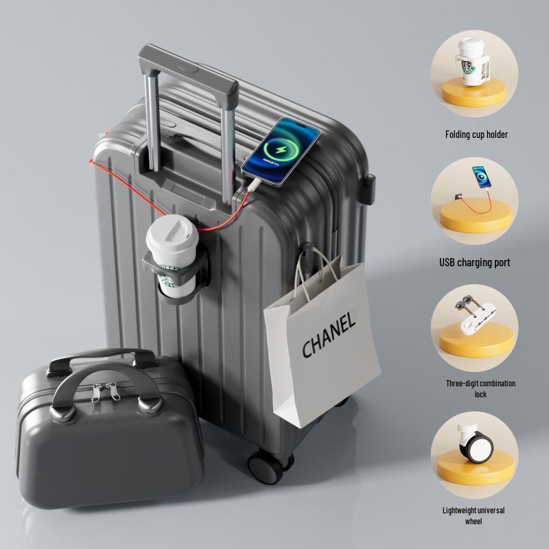 Durable 20-inch Women's & 24-inch Men's Trolley Suitcase: Stylish, Drop-Resistant Travel Luggage for Students