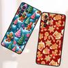 Christmas Cartoon Pattern Phone Case For Samsung A73 A72 A71 A55 A54 A53 A52 A51 A13 A22 A16 A15 A12 A14 A26 A07 5G Black