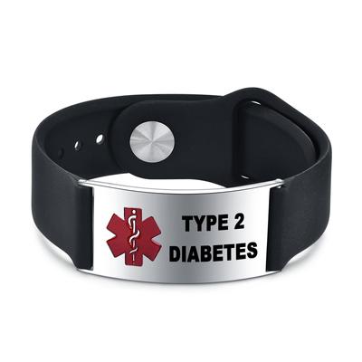 Pulsera de identificación médica para hombres, pulsera de silicona de acero inoxidable, joyería personalizada para Diabetes, EPOC y Alzheimer