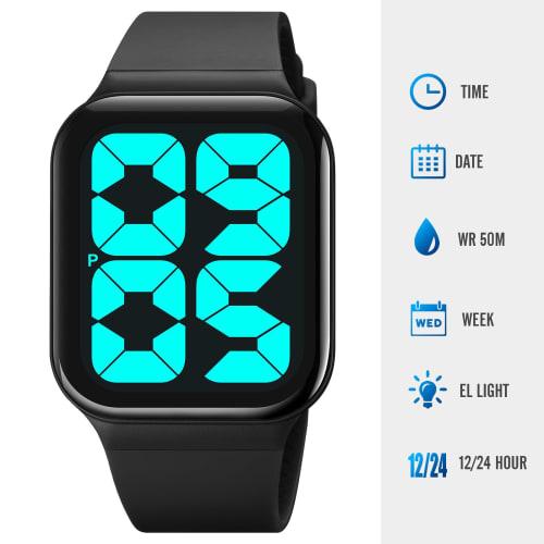 Zolohoni Men's Waterproof Digital Watch with Oversized Numerals, Black & White, for Seniors and Senior Women