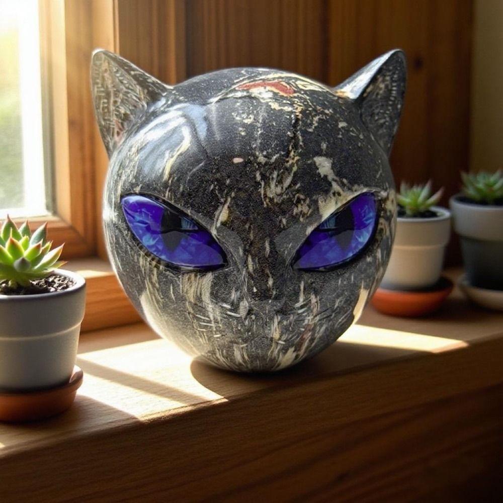 Home Decor Luxury Black Cat Figurine Hand-Carved Elegant Black Cat Figurine  Decorative Statue