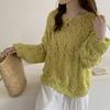 DIMANAF 2025 Sweaters Cardigan Autumn Wear Out Pullover Women Print O-Neck Sweaters Knitting Loose Pink Sweater
