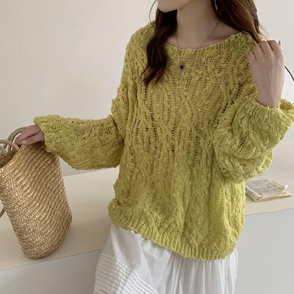 DIMANAF 2025 Sweaters Cardigan Autumn Wear Out Pullover Women Print O-Neck Sweaters Knitting Loose Pink Sweater