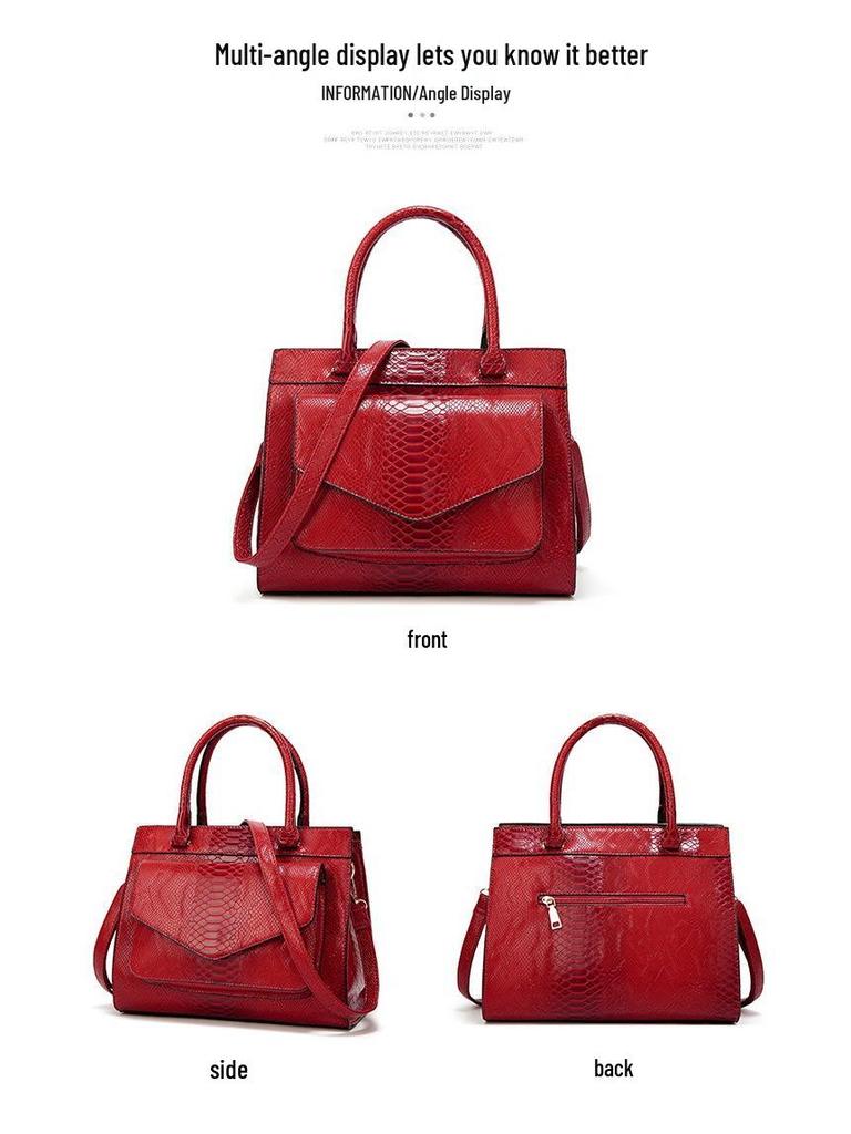 Large Capacity Snake Print Handbag: European & American Fashionable Ladies' Shoulder Bag