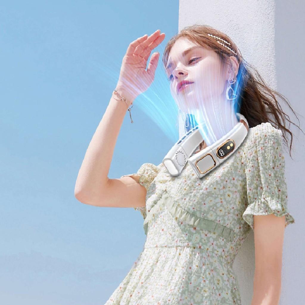 Portable Hanging Neck Fan Silent Bladeless Cooling Mini Air Conditioner Blue Black White Pink