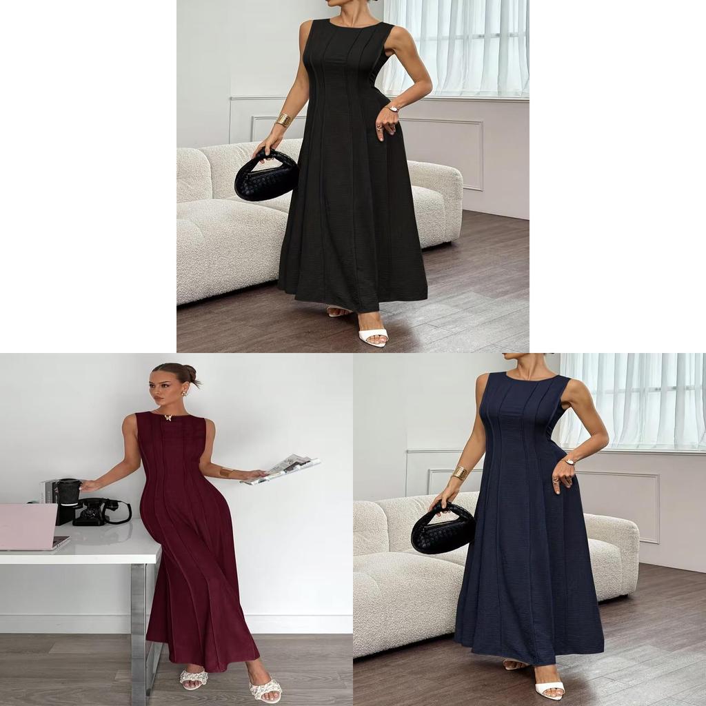 Polyester A Line Dress With Wrinkleresistant Fabric For Casual And Party Wear