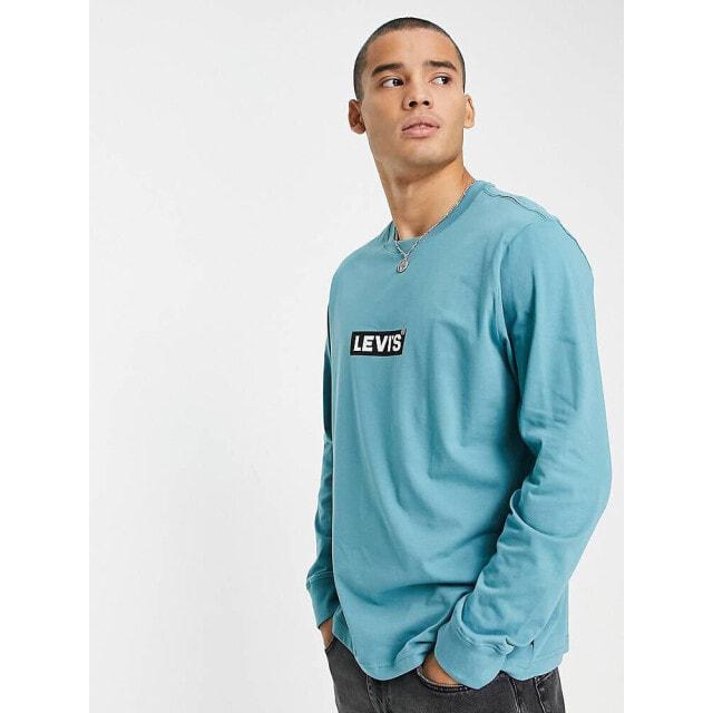 

Голубая футболка с длинными рукавами и логотипом бэби-бокс Levi s