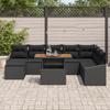 VidaXL Ensemble de salle à manger de jardin en 9 pièces avec coussins en poly rattan noir et acacia 3349876