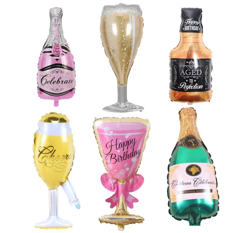 Champagne Glass Wine Bottle Foil Balloon - Wedding, Birthday, Graduation Party Decor