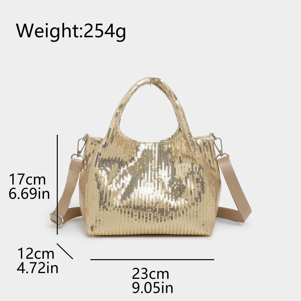 Elegant French Sequin Commuter Bag – Handbag & Crossbody for Evening