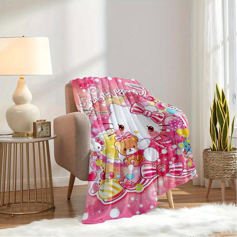 1pc Hello Kitty Plush Home Decor Blanket - Seasonal Universal Comfortable Washable Gift for All Ages, Suitable for All Families, Available I