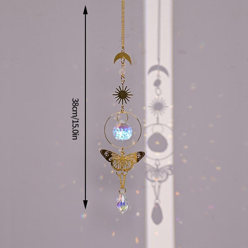 Garden Wind Chime Suncatcher Hanging Crystal Moon Catcher Pendants Rainbow Prism Wind Spinner Rainbow Maker Home Garden Decor