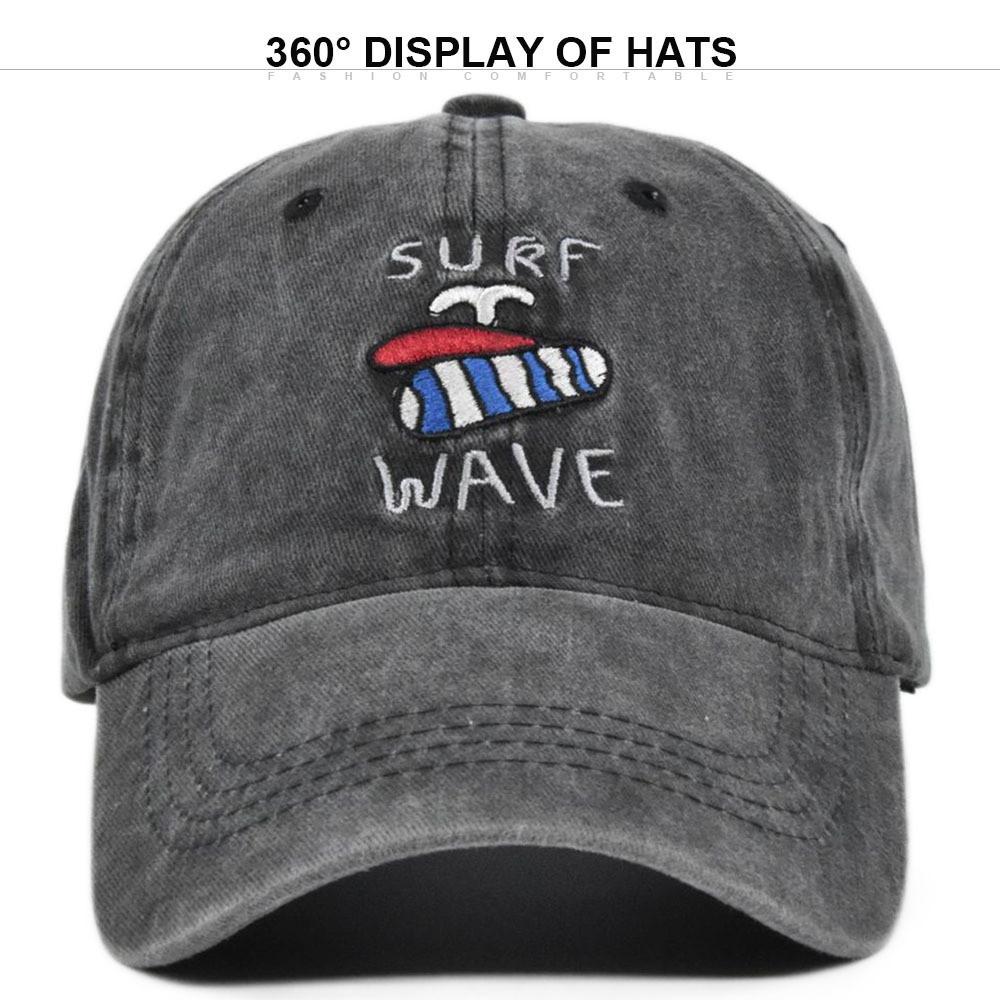 Vintage Adjustable Embroidered Baseball Cap For Surfing With Sun Protection