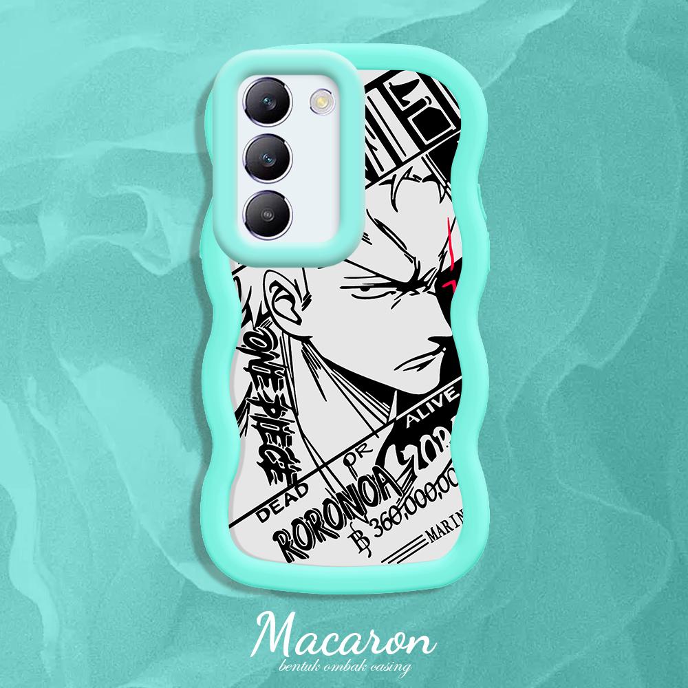 

М який силіконовий чохол Macaron Phone Case з малюнком Big Wave Edge Протиударний захисний гумовий чохол для OnePlus Vivo Motorola Moto Vivo Y78+ 5G синій